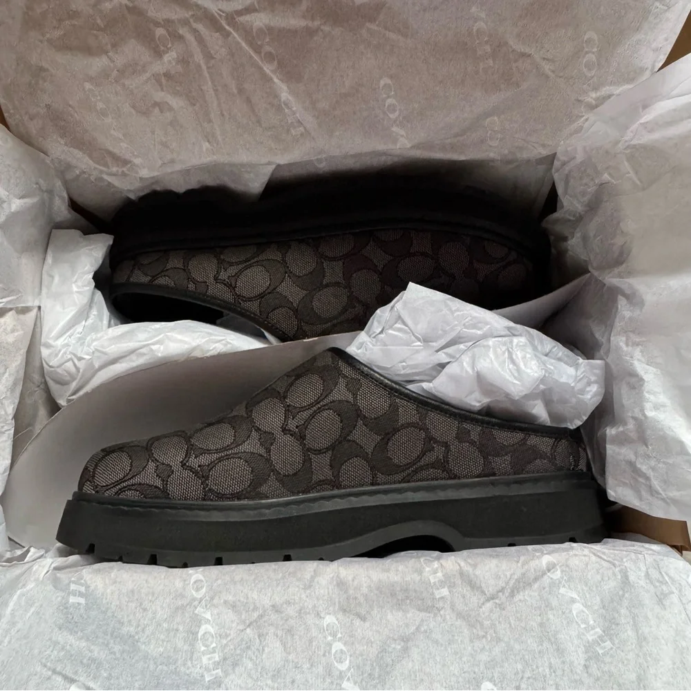 COACH Signature Jacquard Slip-On Sport Clogs in Charcoal